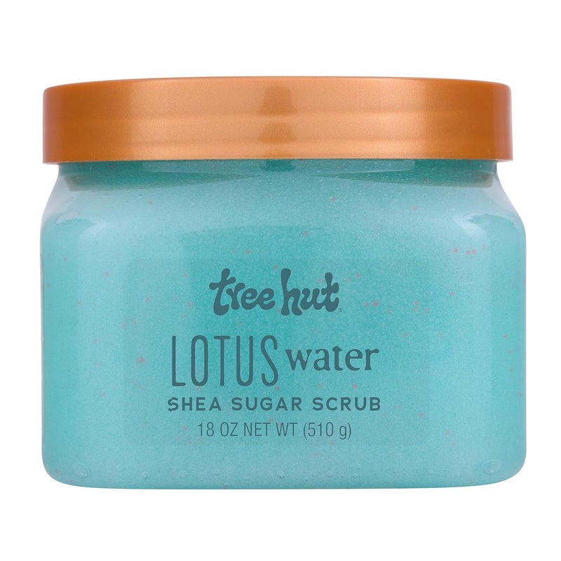 Treehut Lotus Water Shea Sugar Scrub, Exfoliating, Hydrating & Moisturizing Body Scrub with Shea Butter & Nourishing Essential Oils, Smooth & Soften Skin, 18 oz - Image 1